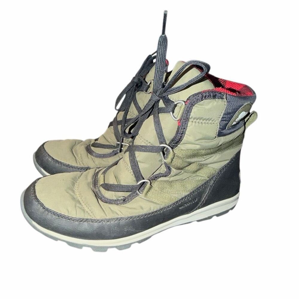 Sorel Whitney Winter Snow Boots Womens 10 US Green Waterproof Lace Up Insulated
